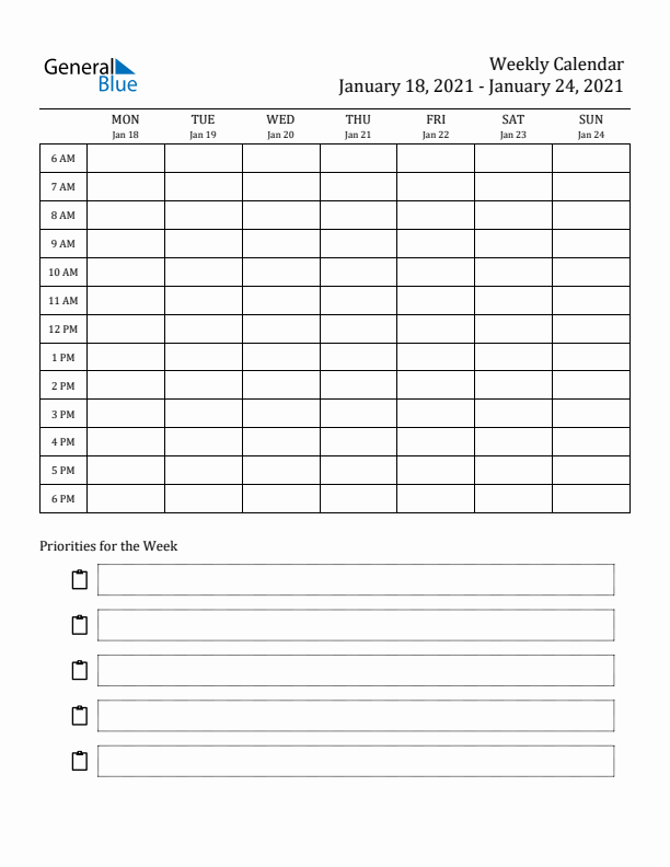 Hourly Schedule Template