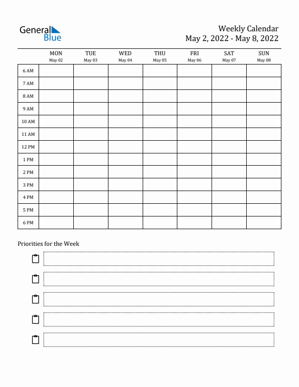 Hourly Schedule Template