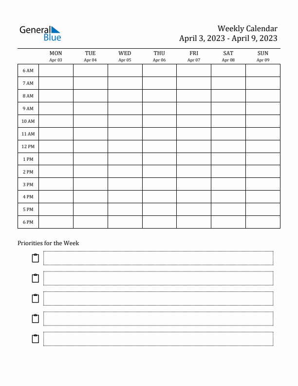 Hourly Schedule Template