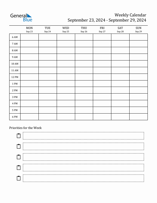 Hourly Schedule Template