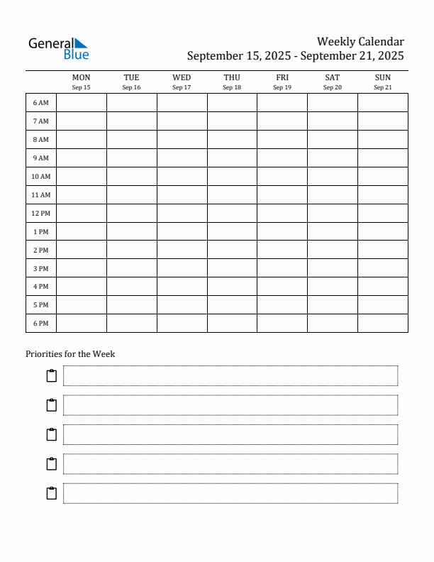 Hourly Schedule Template