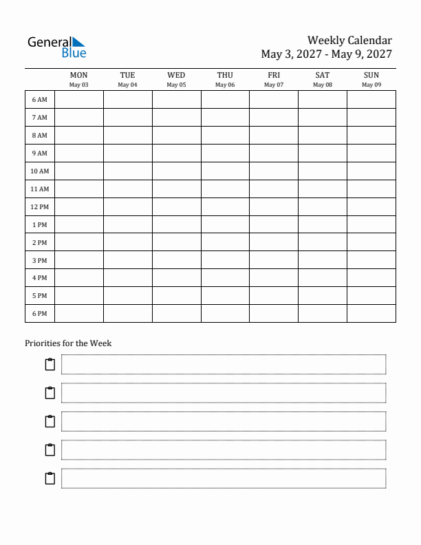 Hourly Schedule Template