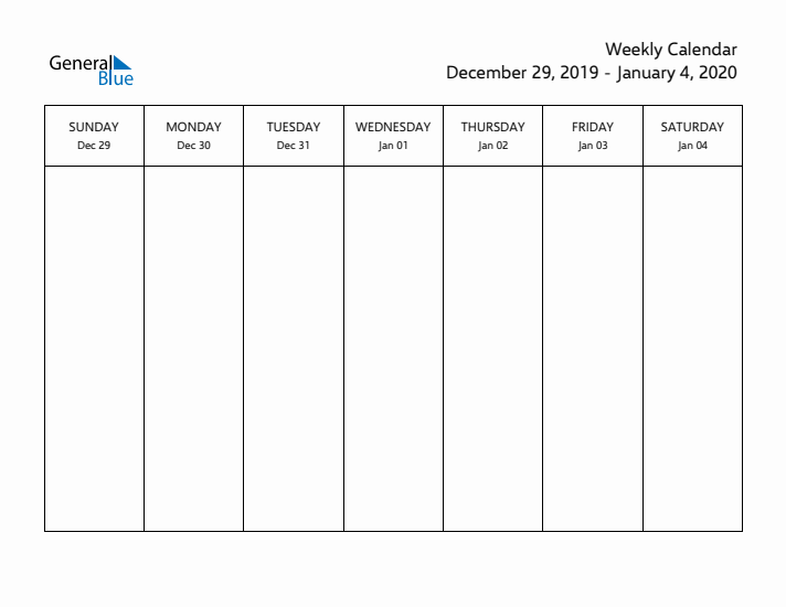 Printable Weekly Calendar with Sunday Start