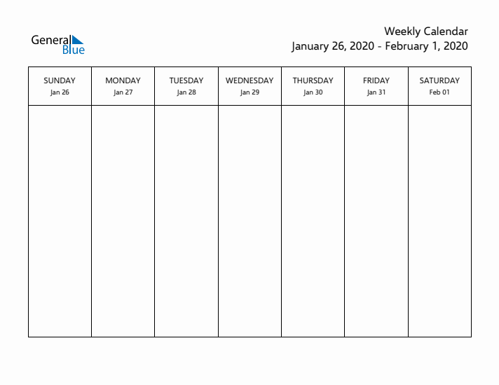 Printable Weekly Calendar with Sunday Start