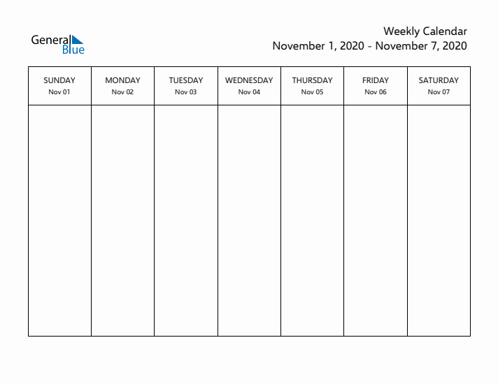 Printable Weekly Calendar with Sunday Start