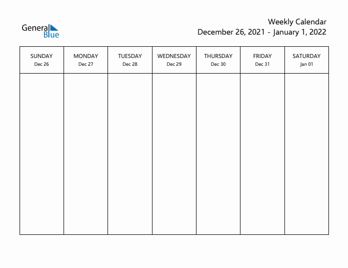 Printable Weekly Calendar with Sunday Start