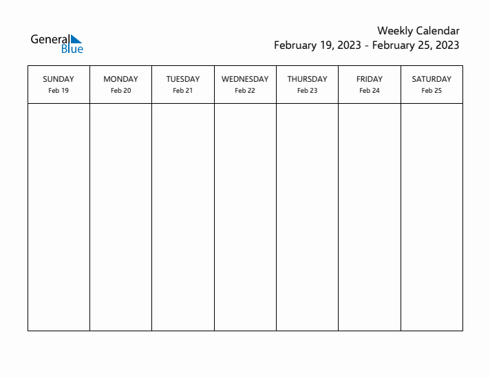 Printable Weekly Calendar with Sunday Start