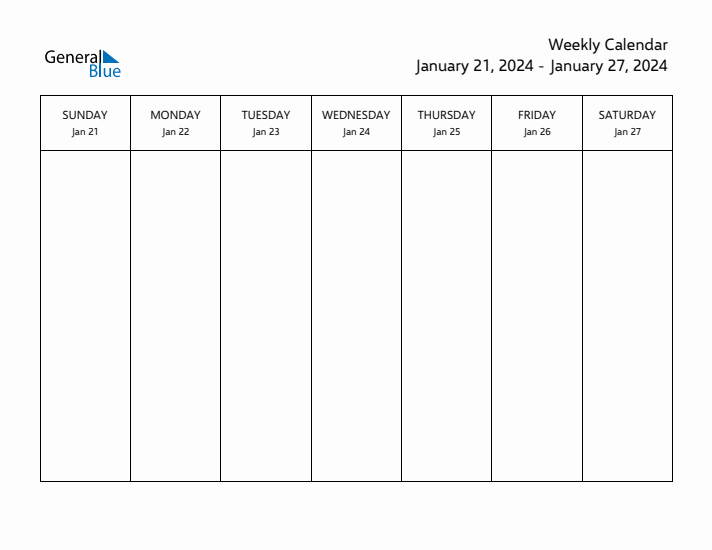 Printable Weekly Calendar with Sunday Start