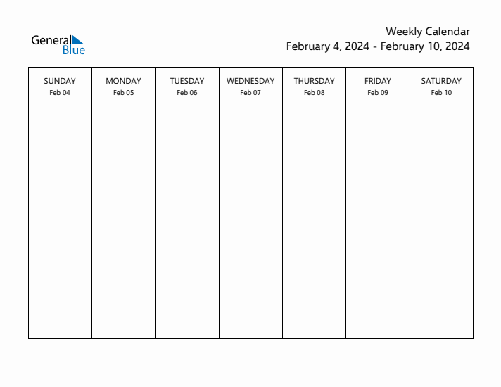 Printable Weekly Calendar with Sunday Start