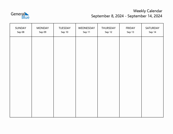 Printable Weekly Calendar with Sunday Start