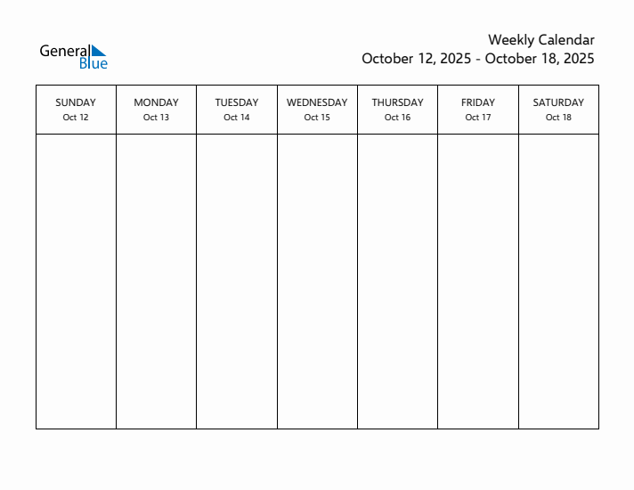 Printable Weekly Calendar with Sunday Start