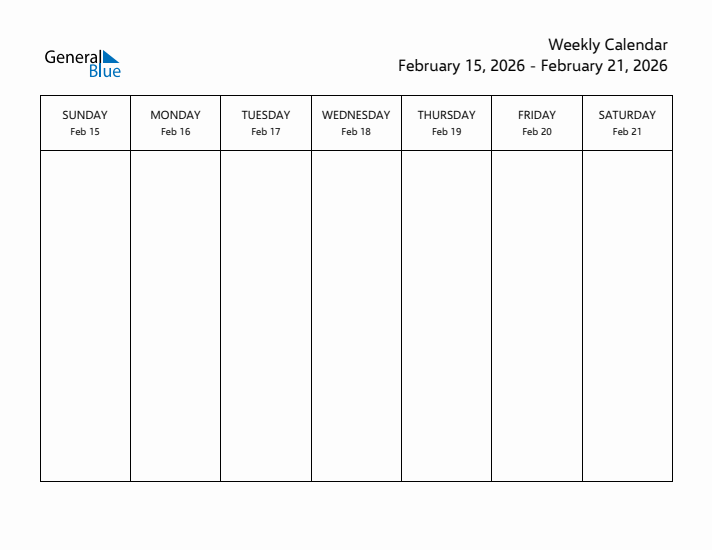 Printable Weekly Calendar with Sunday Start