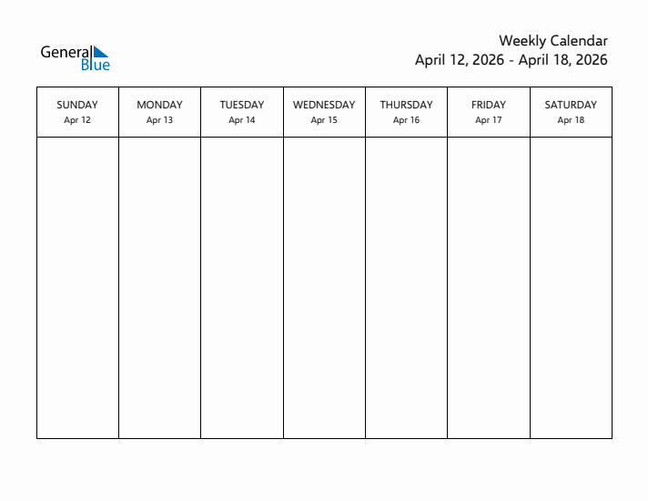 Printable Weekly Calendar with Sunday Start