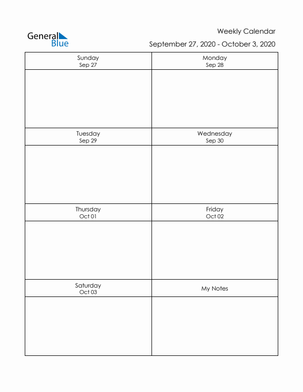 Printable Weekly Planner Template (Week 40 of 2020)