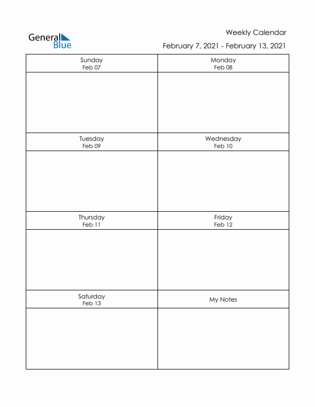 Printable Weekly Planner Template (Week 7 of 2021)