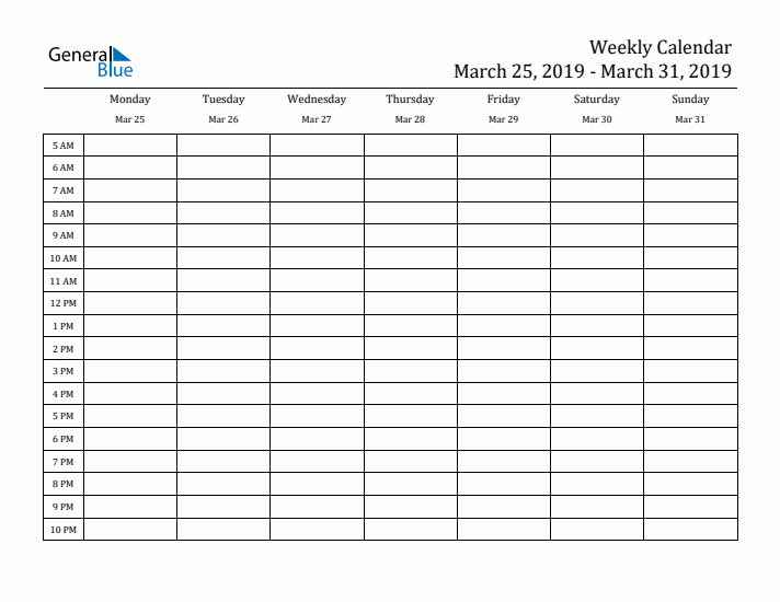 Weekly Calendar with Time Slots