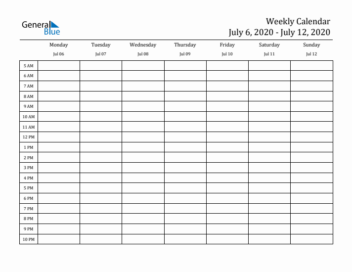 Weekly Calendar with Time Slots