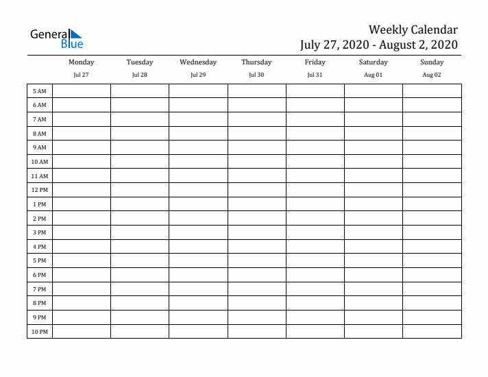 Weekly Calendar with Time Slots