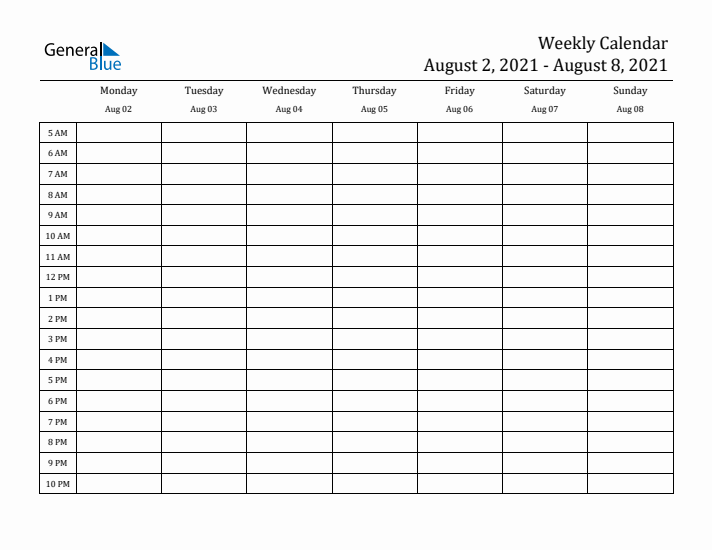 Weekly Calendar with Time Slots