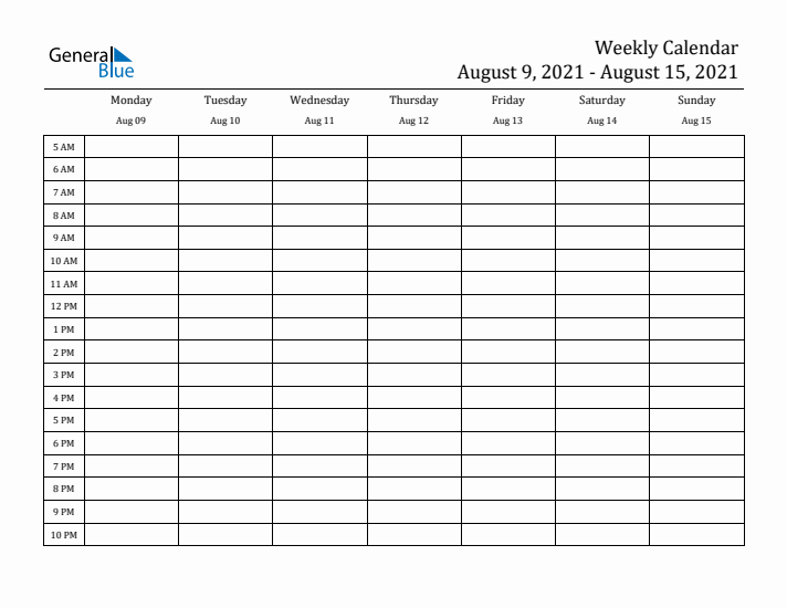 Weekly Calendar with Time Slots