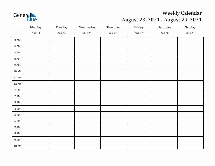 Weekly Calendar with Time Slots