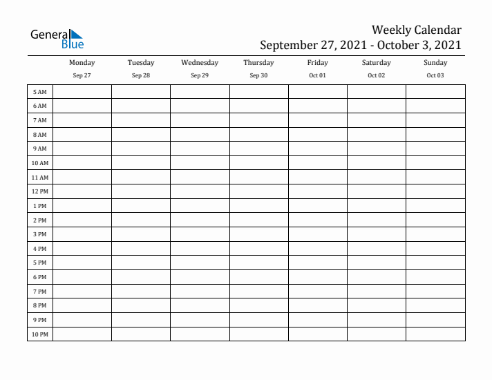 Weekly Calendar with Time Slots