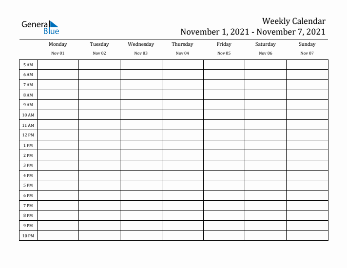 Weekly Calendar with Time Slots