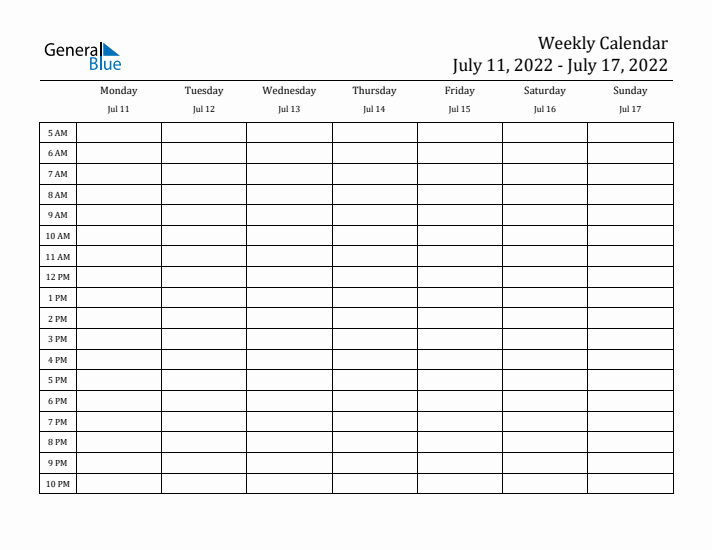 Weekly Calendar with Time Slots