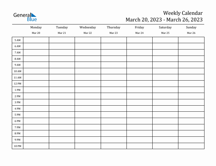 Weekly Calendar with Time Slots