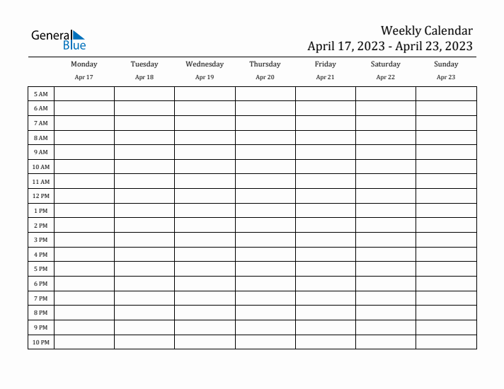 Weekly Calendar with Time Slots