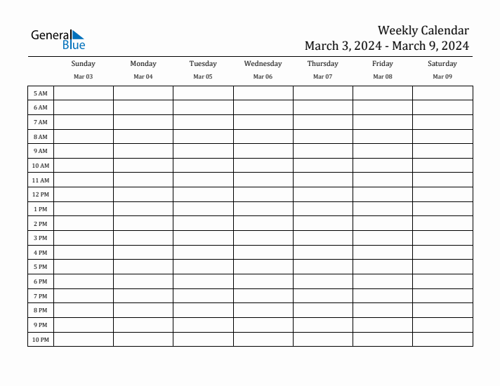 Weekly Calendar with Time Slots