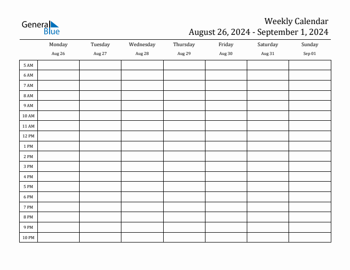 Weekly Calendar with Time Slots