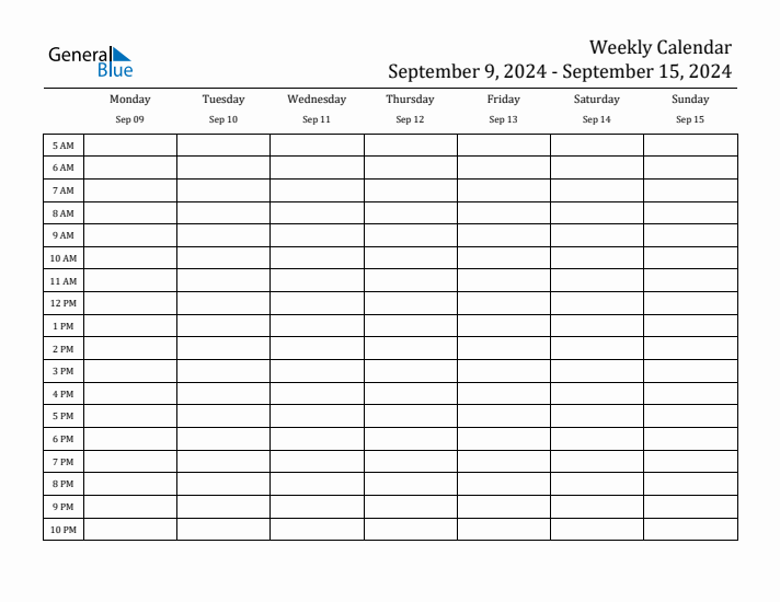 Weekly Calendar with Time Slots