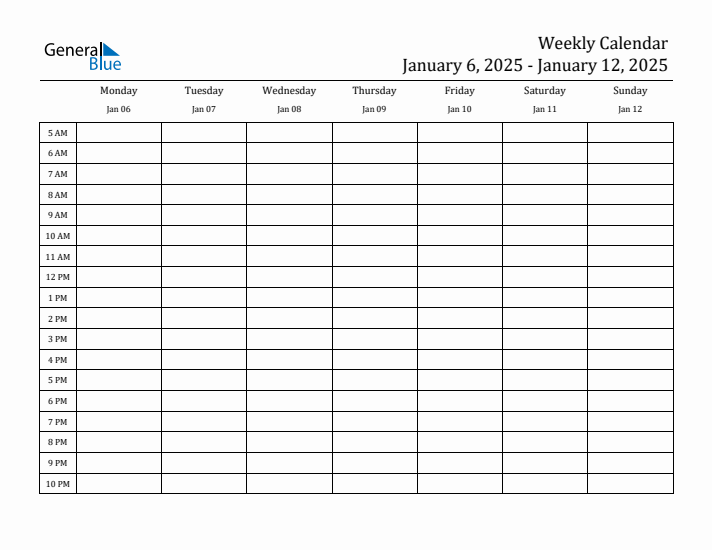 Weekly Calendar with Time Slots