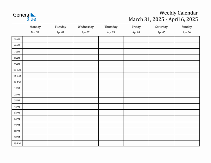 Weekly Calendar with Time Slots