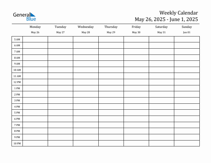 Weekly Calendar with Time Slots