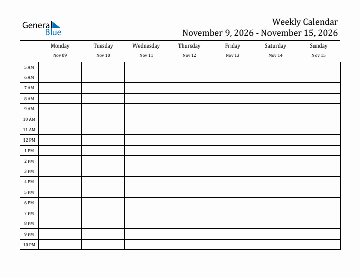 Weekly Calendar with Time Slots