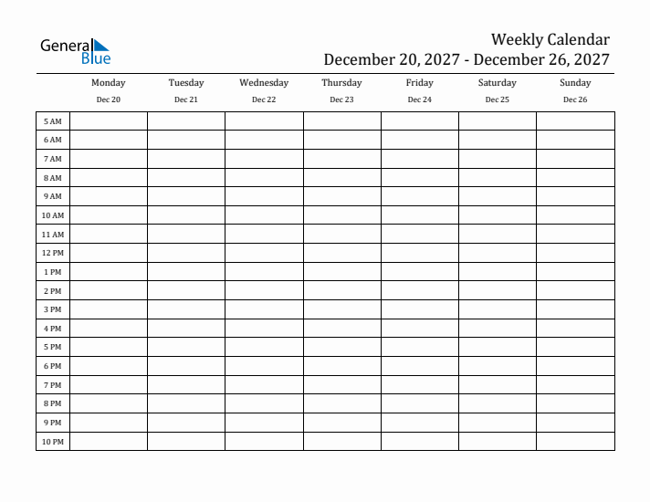 Weekly Calendar with Time Slots