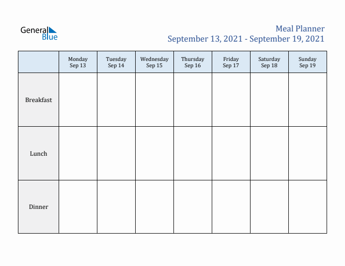 Weekly Meal Planner (Week 37 of 2021)