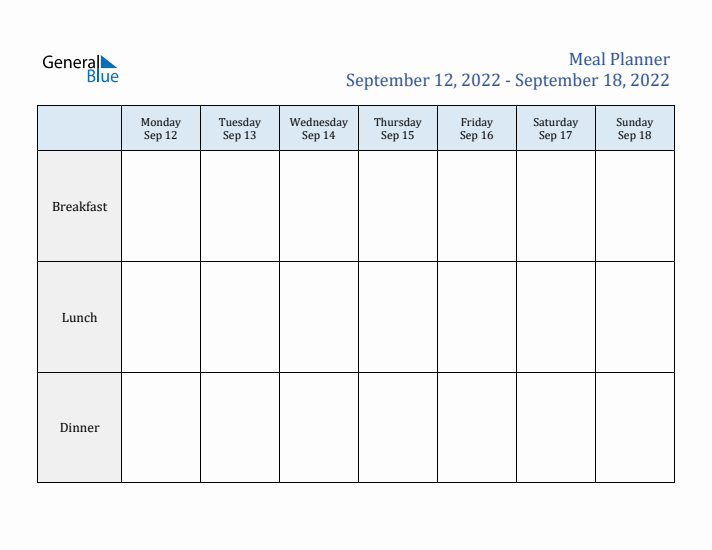 Weekly Meal Planner (Week 37 of 2022)