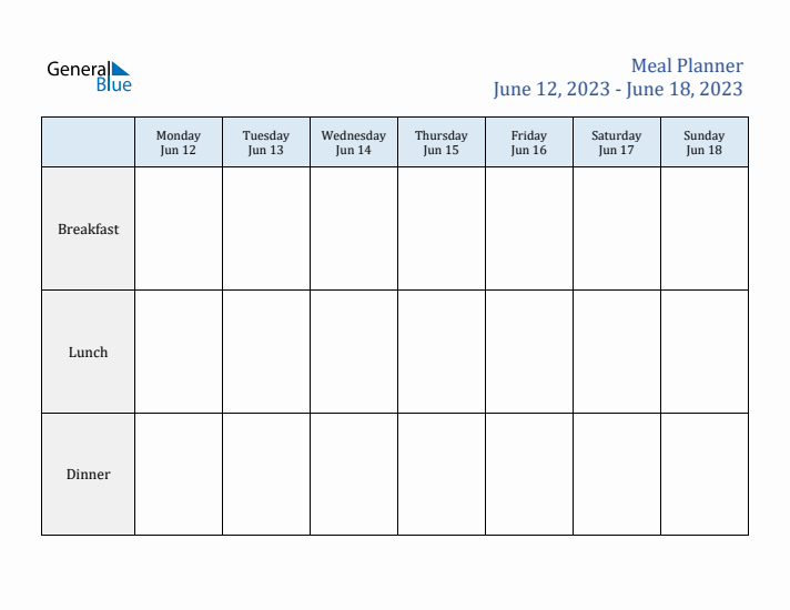 Weekly Meal Planner (Week 24 of 2023)