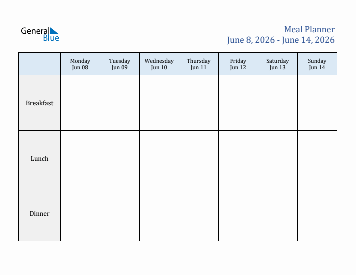 Weekly Meal Planner (Week 24 of 2026)