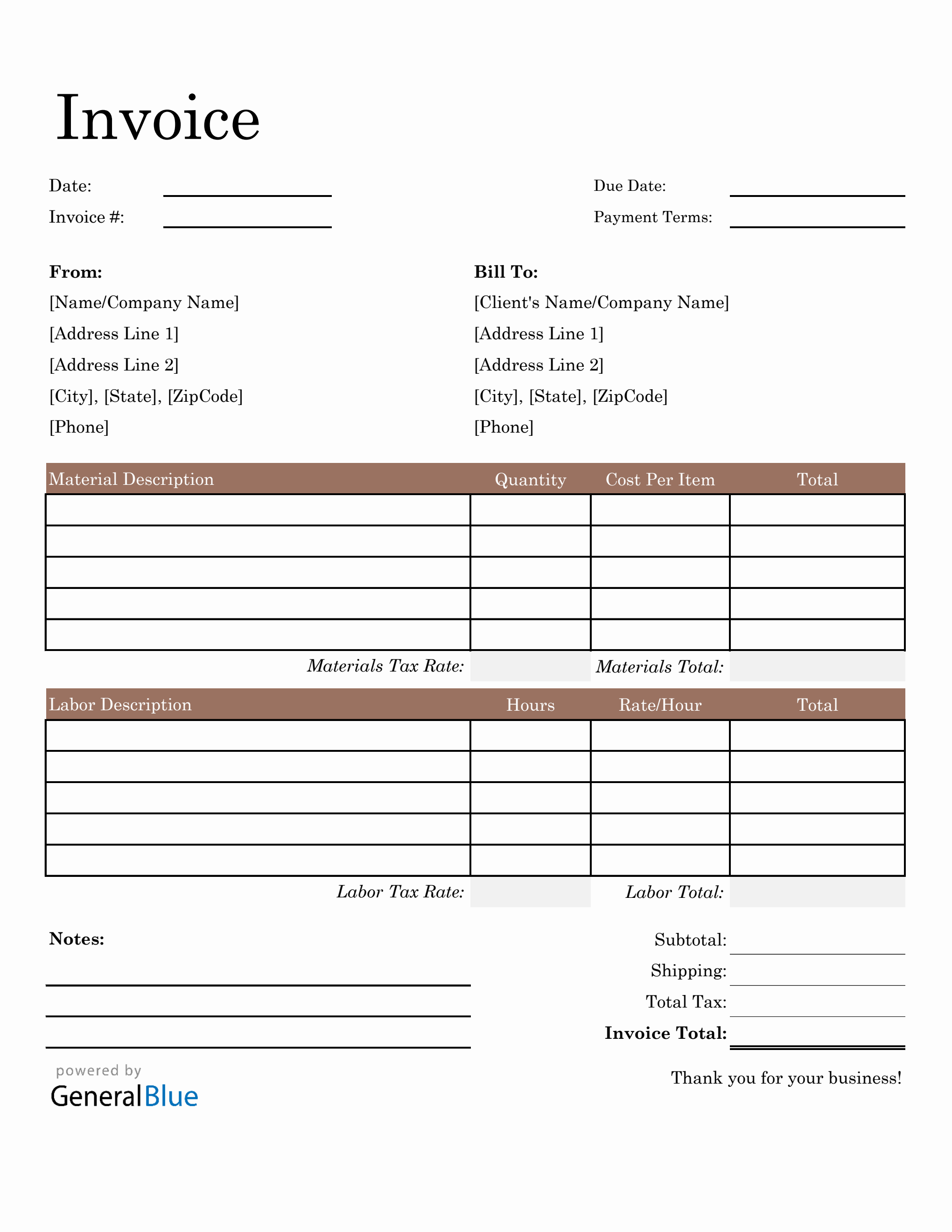 simple hourly invoice template for libreoffice