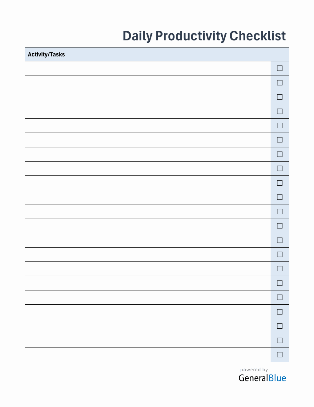 Free PDF Daily Checklist Template (Simple)