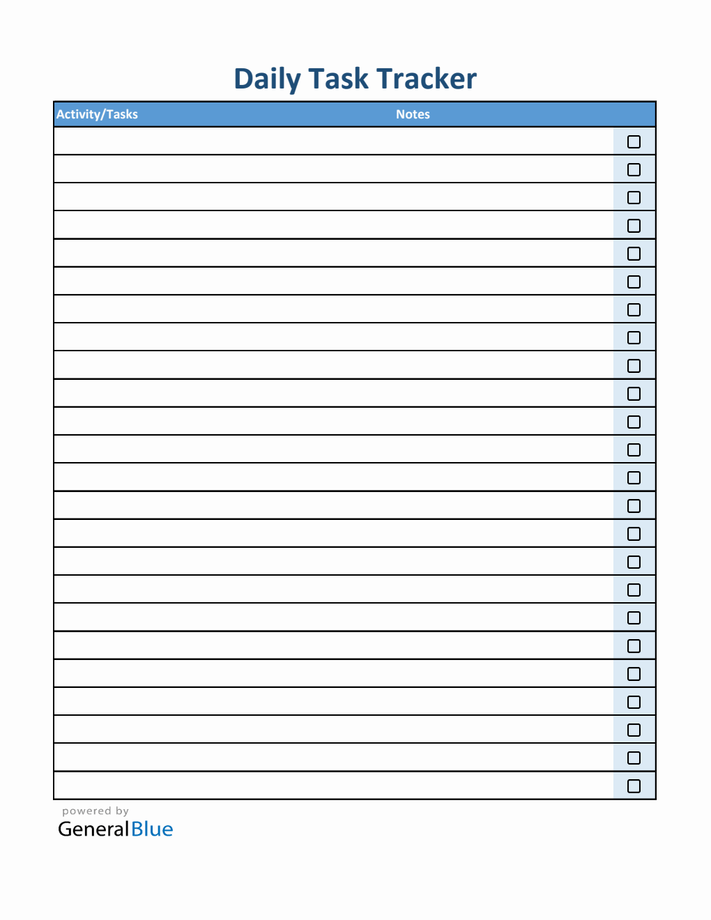 Free Daily Checklist Template (Basic) in Excel Format