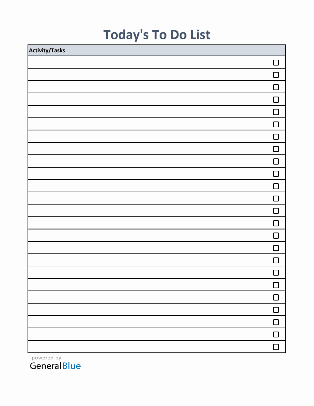 Free Daily Checklist Template (Minimalist) in Excel Format