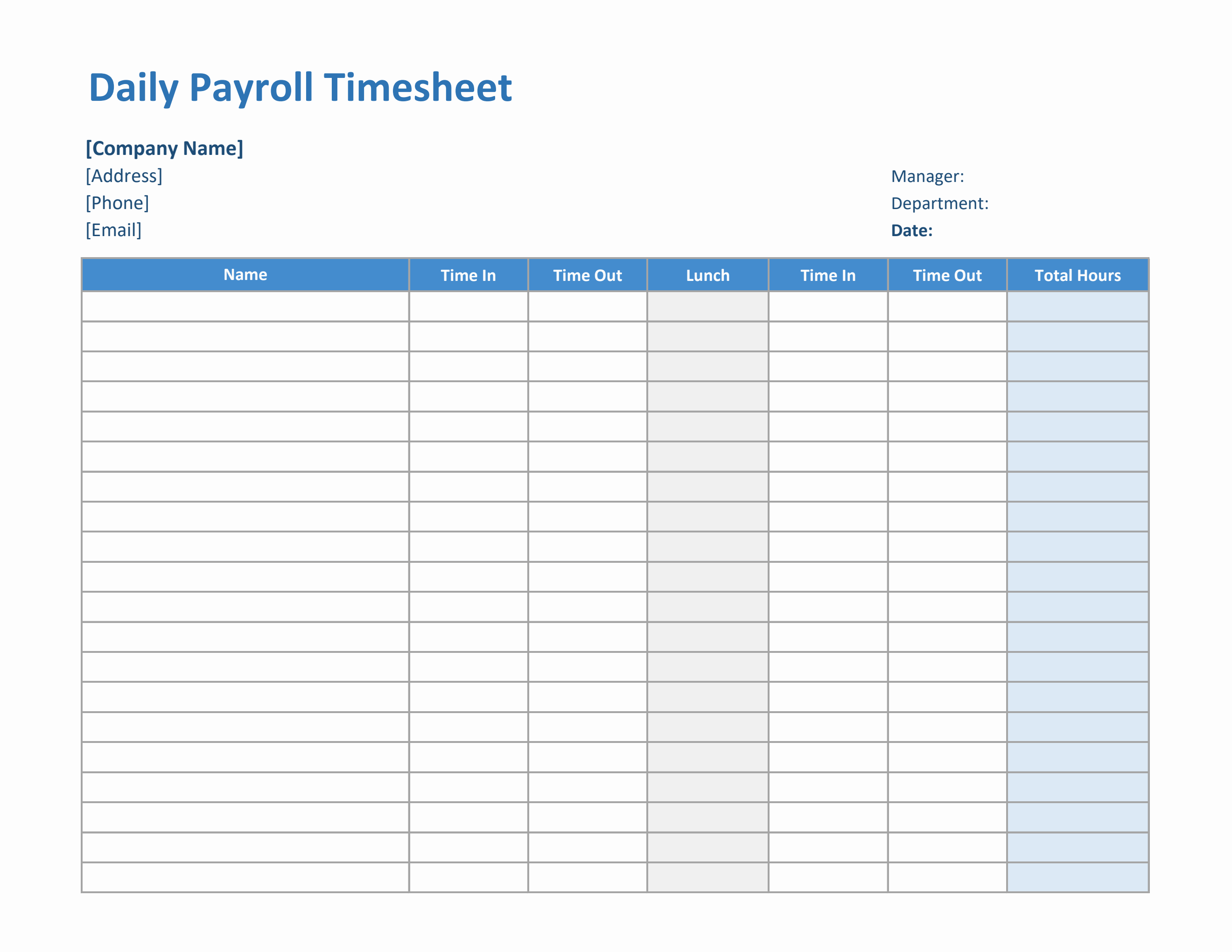 daily time tracking sheet for employees