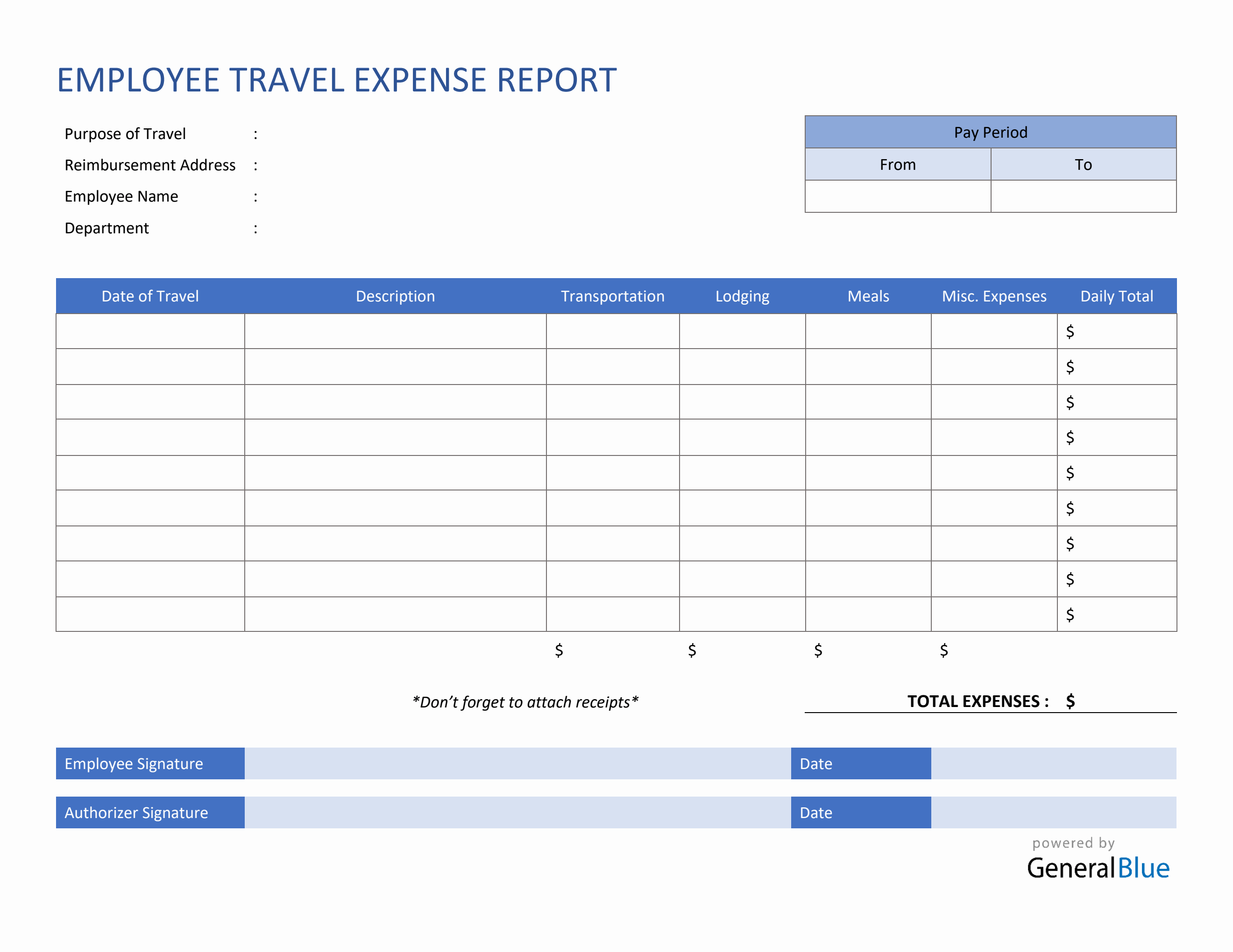 travel expense report deutsch