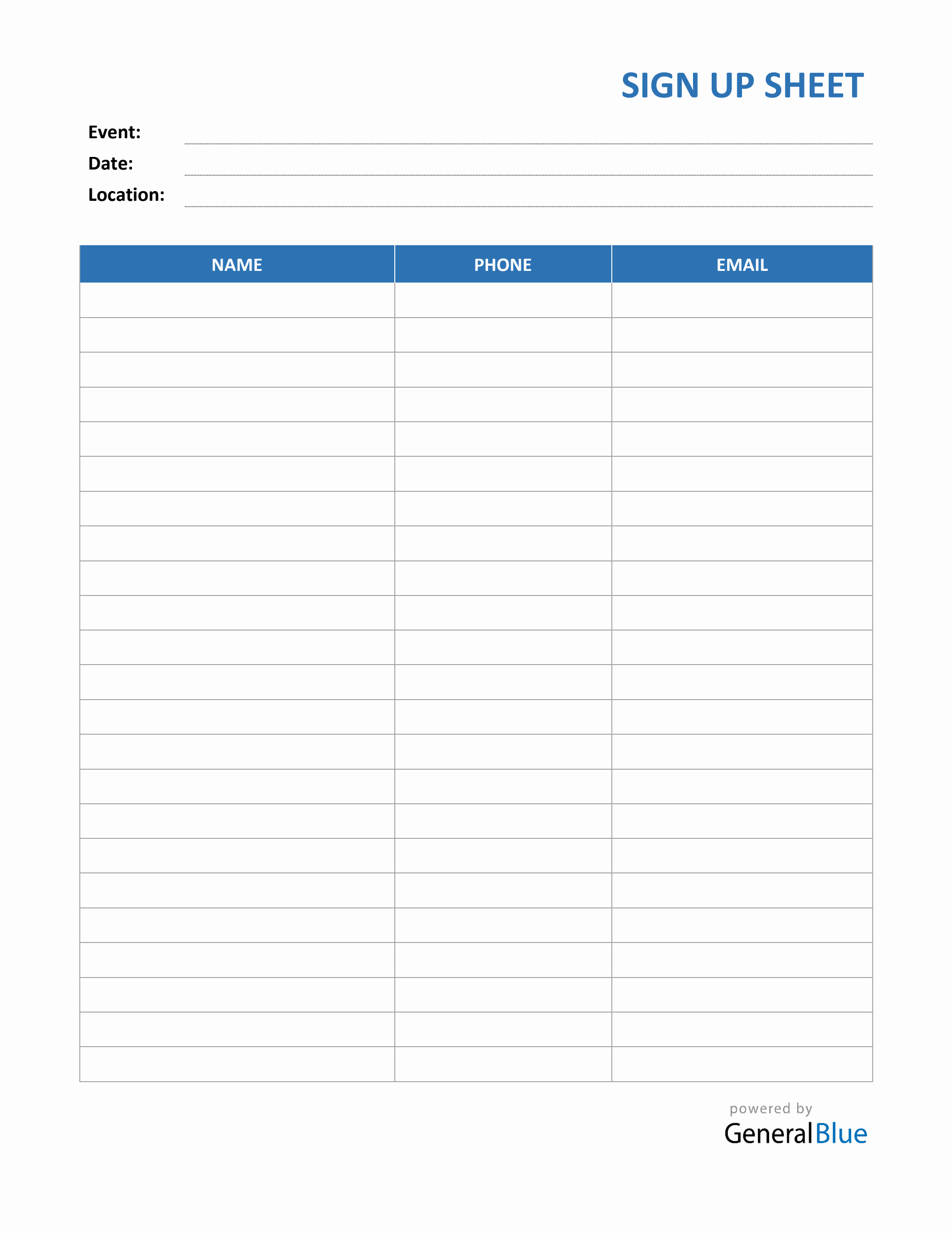 event sign up sheet template