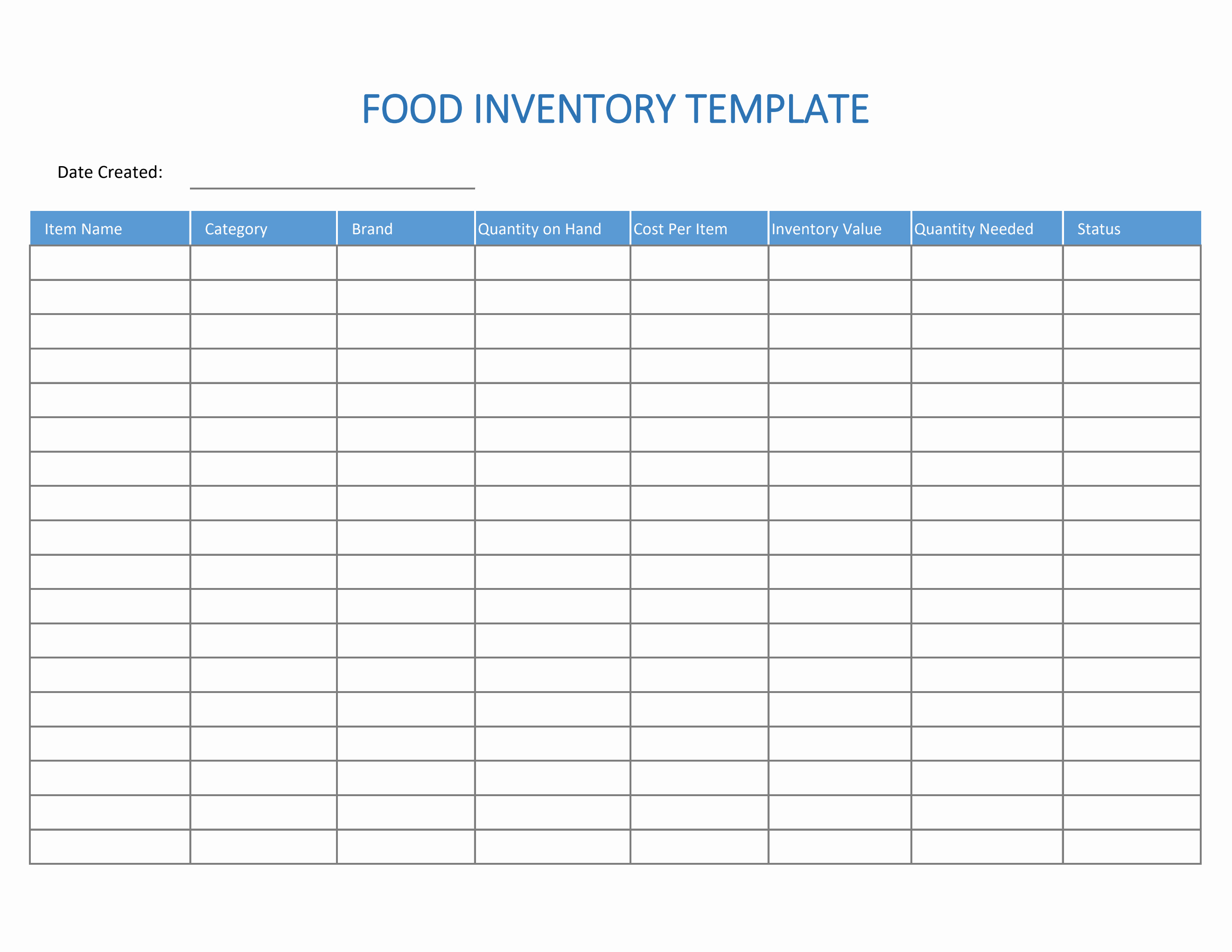 inventory count food inventory sheet printable